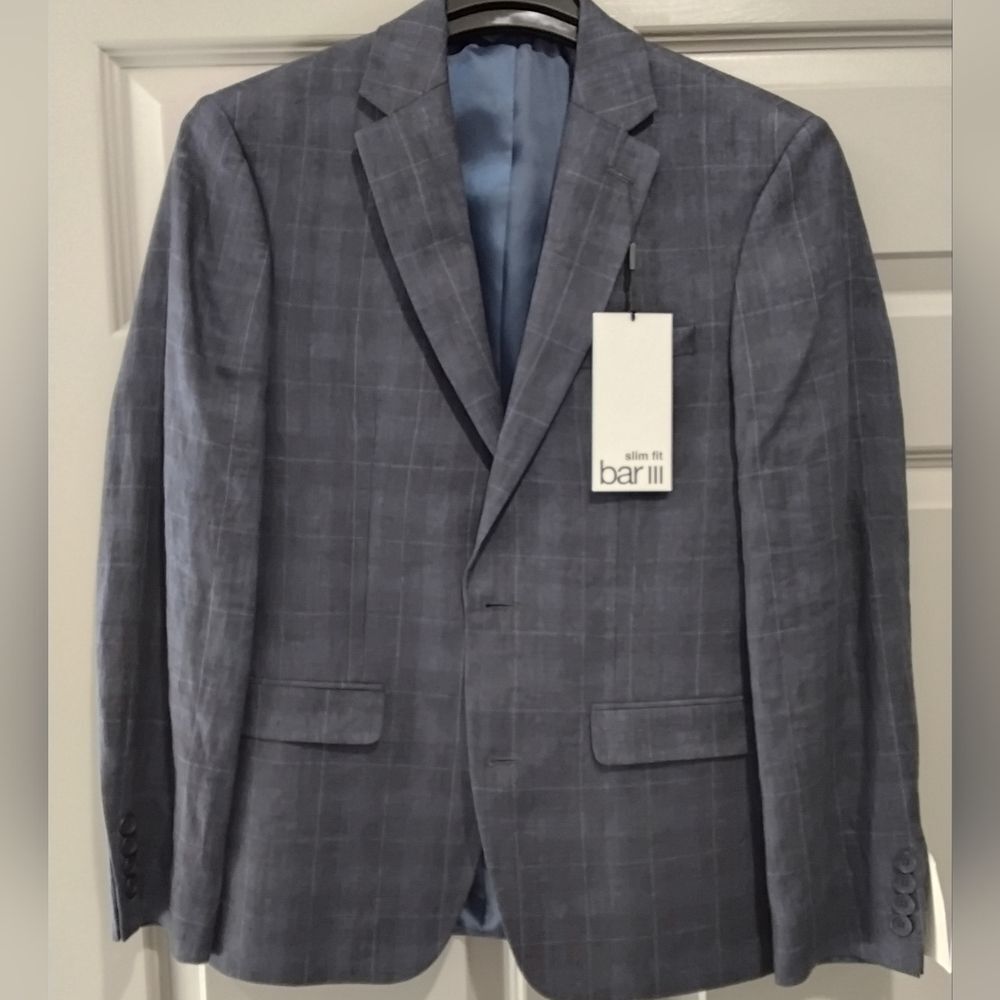Bar III Men's Slim Fit Navy Blazer